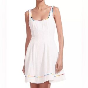 STAUD Embroidered Rainbow Mini Fit & Flare Dress